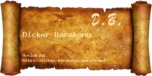 Dicker Barakony névjegykártya